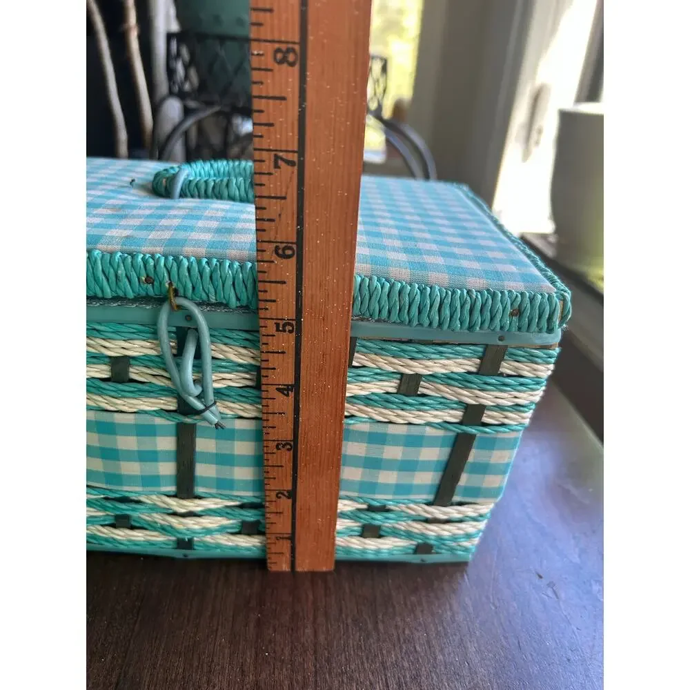 Vintage JCPenney wicker woven sewing basket from the 1950s or 1960s